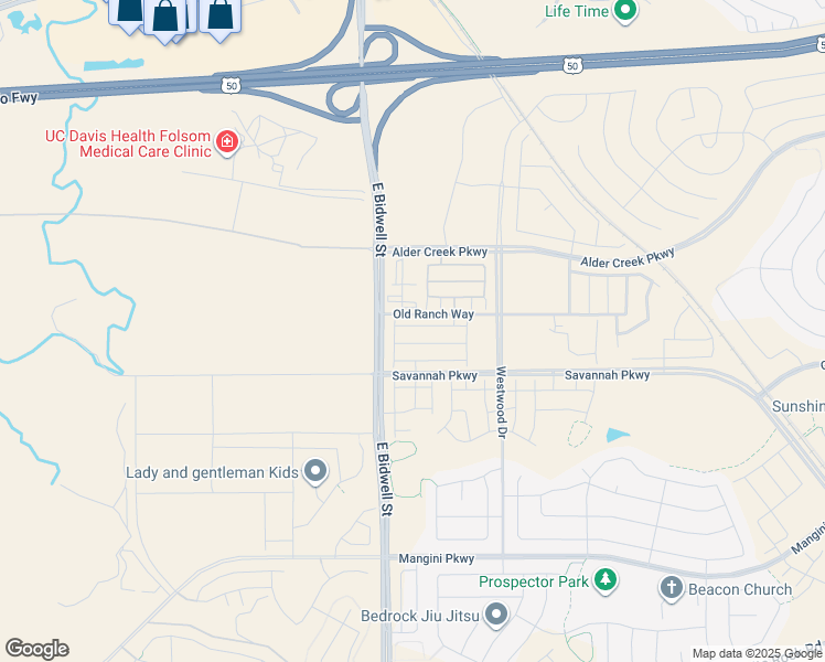 map of restaurants, bars, coffee shops, grocery stores, and more near 4413 Tucker Drive in Folsom
