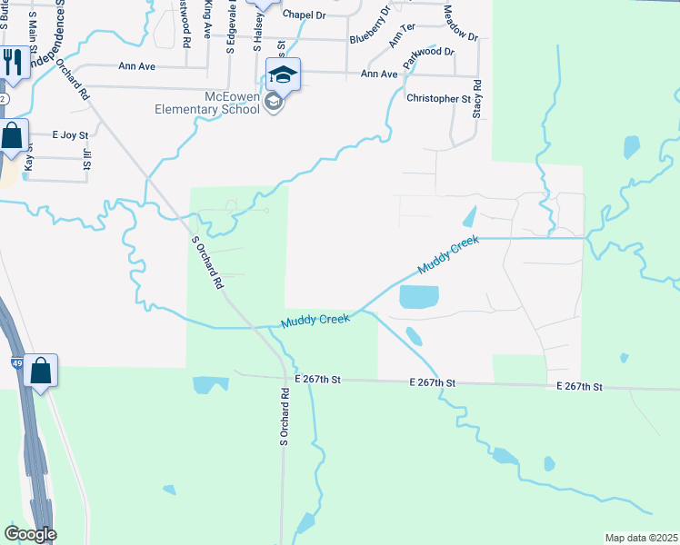 map of restaurants, bars, coffee shops, grocery stores, and more near in Harrisonville