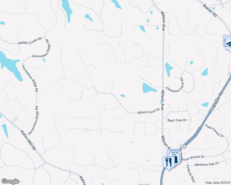 map of restaurants, bars, coffee shops, grocery stores, and more near 16371 Wilson Farm Drive in Chesterfield