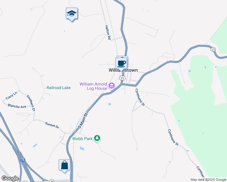map of restaurants, bars, coffee shops, grocery stores, and more near 224 South Main Street in Williamstown