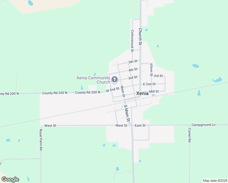 map of restaurants, bars, coffee shops, grocery stores, and more near 200-224 Mulberry Street in Xenia