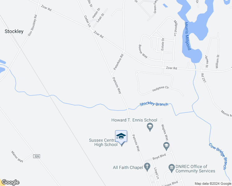 map of restaurants, bars, coffee shops, grocery stores, and more near Patriots Way in Georgetown