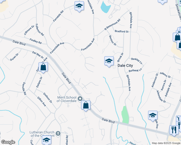 map of restaurants, bars, coffee shops, grocery stores, and more near 14652 Bakersfield Street in Woodbridge