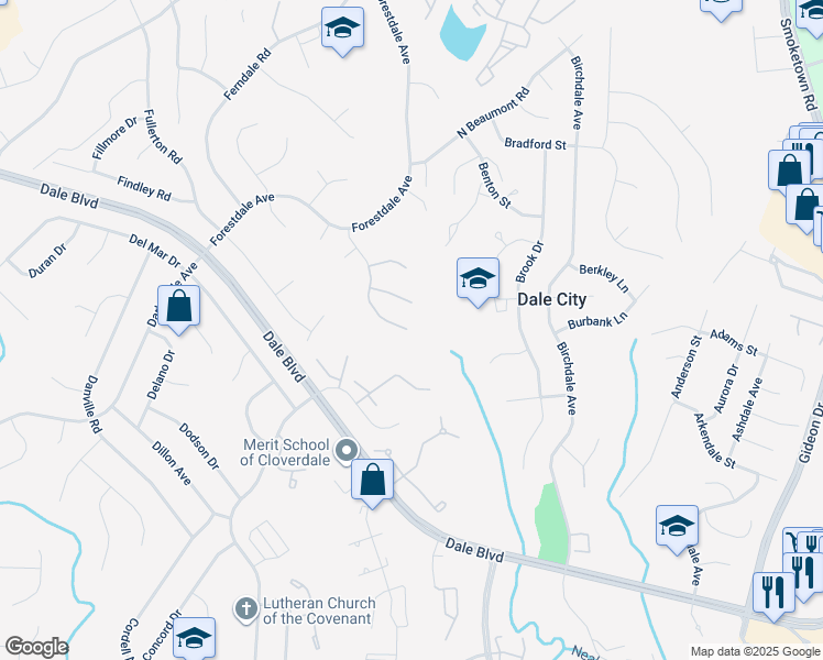 map of restaurants, bars, coffee shops, grocery stores, and more near 14661 Bakersfield Street in Woodbridge