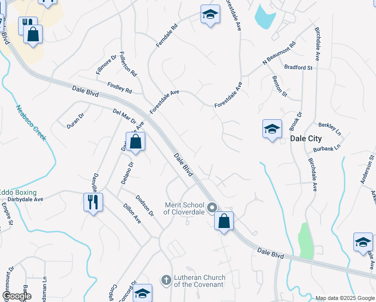 map of restaurants, bars, coffee shops, grocery stores, and more near 14532 Fullerton Road in Woodbridge
