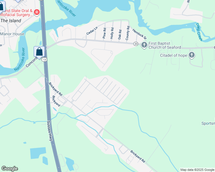 map of restaurants, bars, coffee shops, grocery stores, and more near 25634 Eldert Street in Seaford