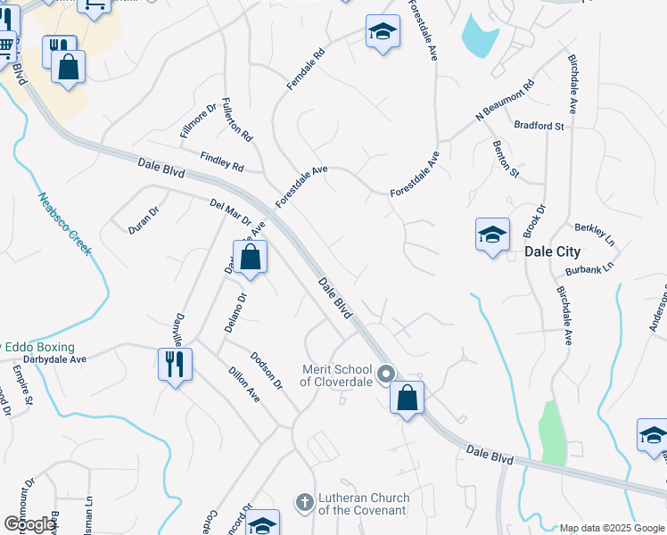 map of restaurants, bars, coffee shops, grocery stores, and more near 14528 Fullerton Road in Woodbridge