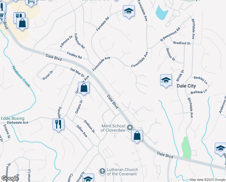 map of restaurants, bars, coffee shops, grocery stores, and more near 14528 Fullerton Road in Woodbridge