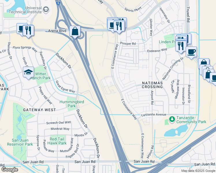 map of restaurants, bars, coffee shops, grocery stores, and more near in Sacramento