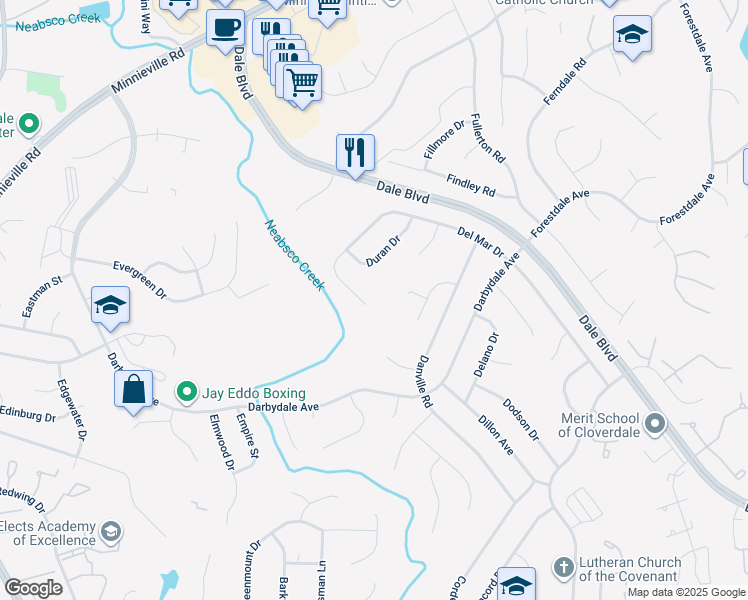 map of restaurants, bars, coffee shops, grocery stores, and more near 14517 Del Mar Drive in Woodbridge