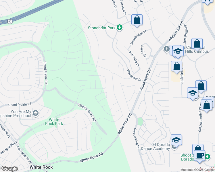 map of restaurants, bars, coffee shops, grocery stores, and more near 3496 Terra Alta Drive in El Dorado Hills