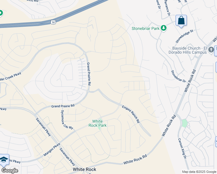 map of restaurants, bars, coffee shops, grocery stores, and more near 15125 White Rock Road in Folsom