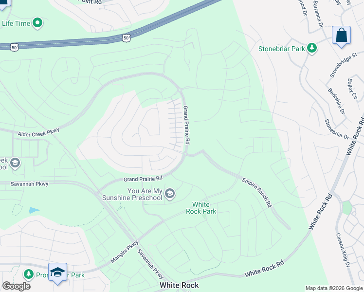 map of restaurants, bars, coffee shops, grocery stores, and more near 3332 Sunny Gate Lane in Folsom