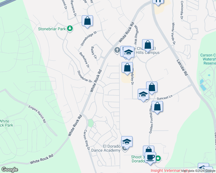 map of restaurants, bars, coffee shops, grocery stores, and more near 8514 Wyndrush Way in El Dorado Hills