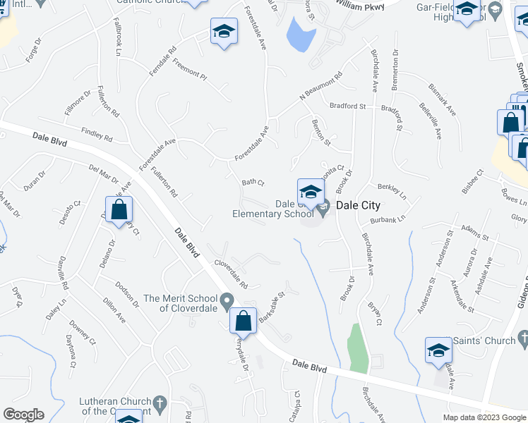 map of restaurants, bars, coffee shops, grocery stores, and more near 3519 Buffalo Court in Woodbridge