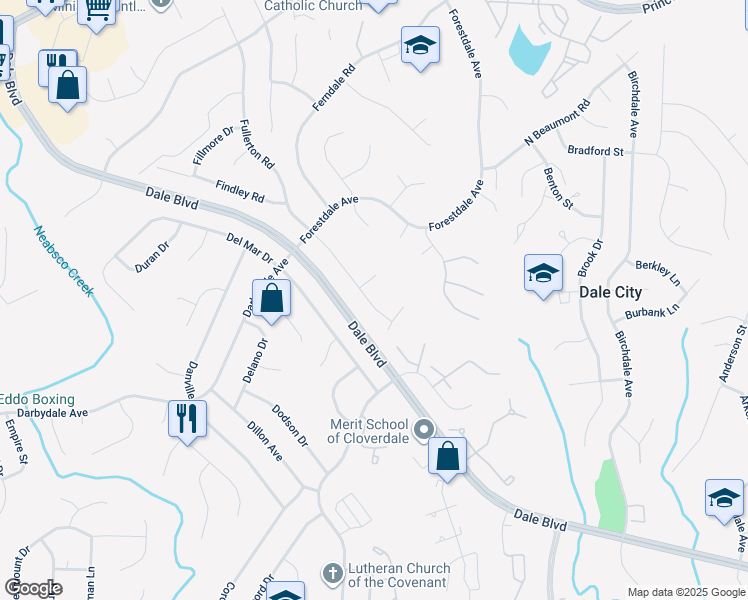map of restaurants, bars, coffee shops, grocery stores, and more near 14527 Fullerton Road in Woodbridge