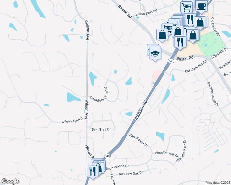 map of restaurants, bars, coffee shops, grocery stores, and more near 1936 Newburyport Road in Chesterfield