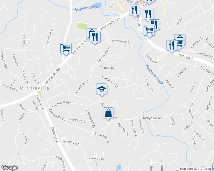 map of restaurants, bars, coffee shops, grocery stores, and more near 4400 Echo Court in Woodbridge