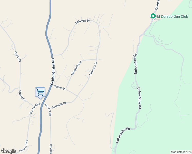 map of restaurants, bars, coffee shops, grocery stores, and more near 6013 Dolomite Drive in El Dorado County