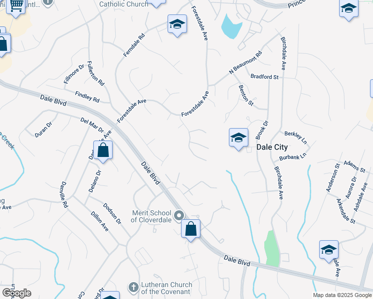map of restaurants, bars, coffee shops, grocery stores, and more near 14612 Bakersfield Street in Woodbridge