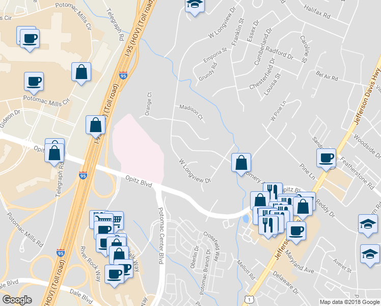 map of restaurants, bars, coffee shops, grocery stores, and more near 2219 Montgomery Avenue in Woodbridge