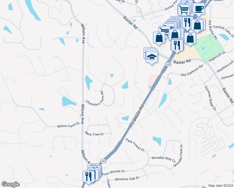 map of restaurants, bars, coffee shops, grocery stores, and more near 1936 Newburyport Road in Chesterfield