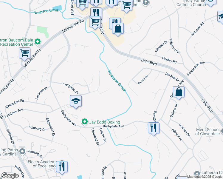 map of restaurants, bars, coffee shops, grocery stores, and more near 14601 Earlham Court in Woodbridge