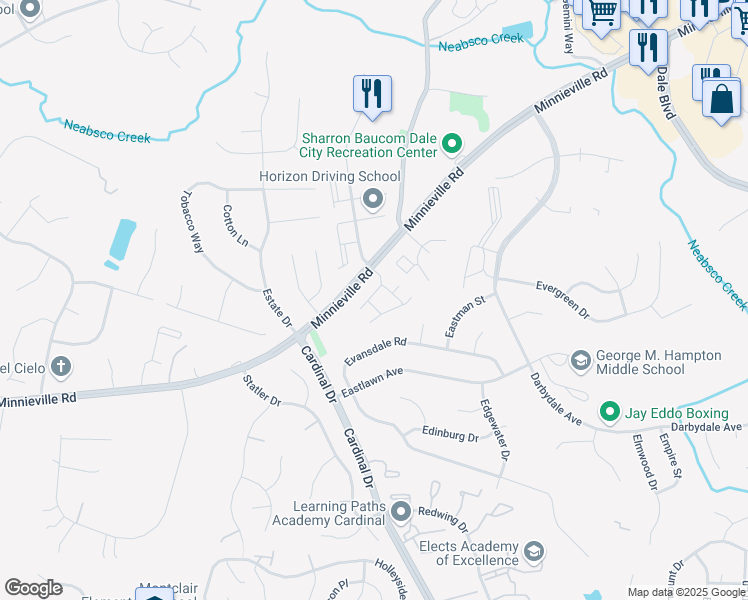 map of restaurants, bars, coffee shops, grocery stores, and more near 4777 Dane Ridge Circle in Woodbridge