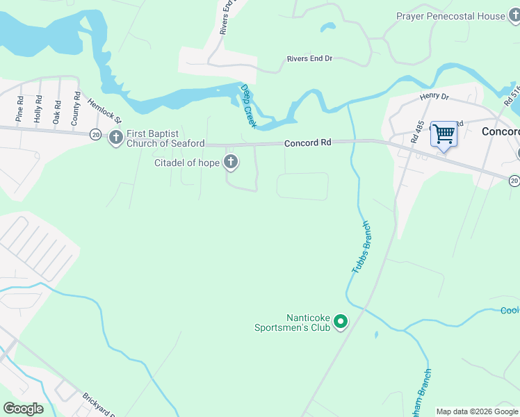 map of restaurants, bars, coffee shops, grocery stores, and more near 25450 Honeysuckle Drive in Seaford