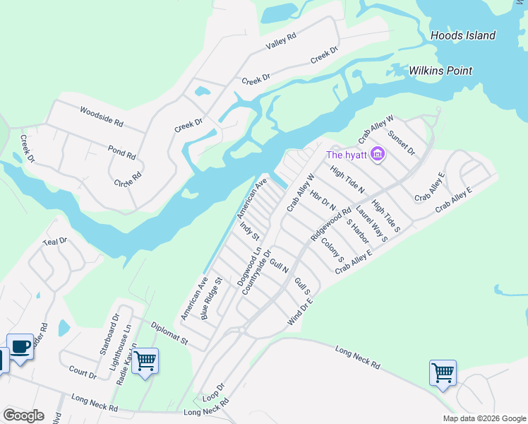 map of restaurants, bars, coffee shops, grocery stores, and more near Orbit Street in Millsboro