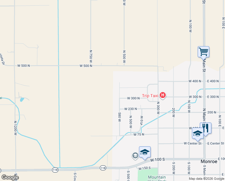 map of restaurants, bars, coffee shops, grocery stores, and more near 359 North 580 West in Central Valley