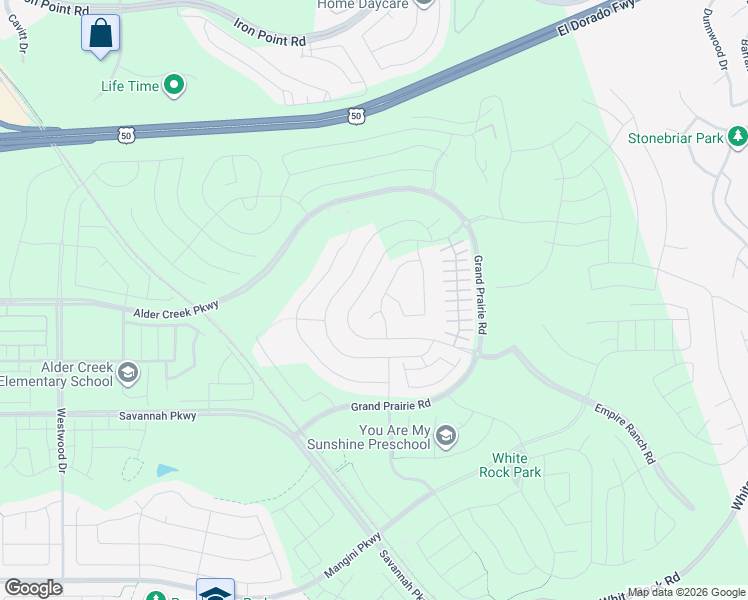 map of restaurants, bars, coffee shops, grocery stores, and more near 14892 Sun Peak Drive in Folsom