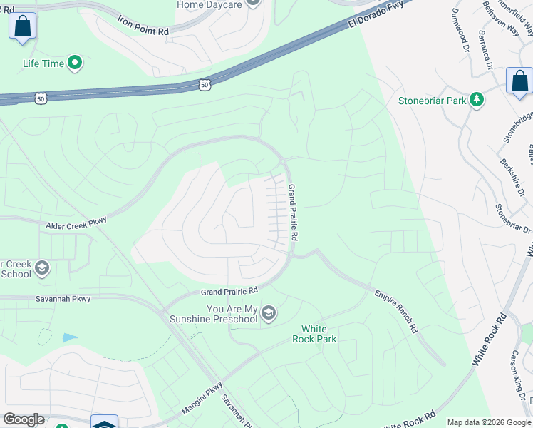 map of restaurants, bars, coffee shops, grocery stores, and more near 14884 Sun Peak Drive in Folsom