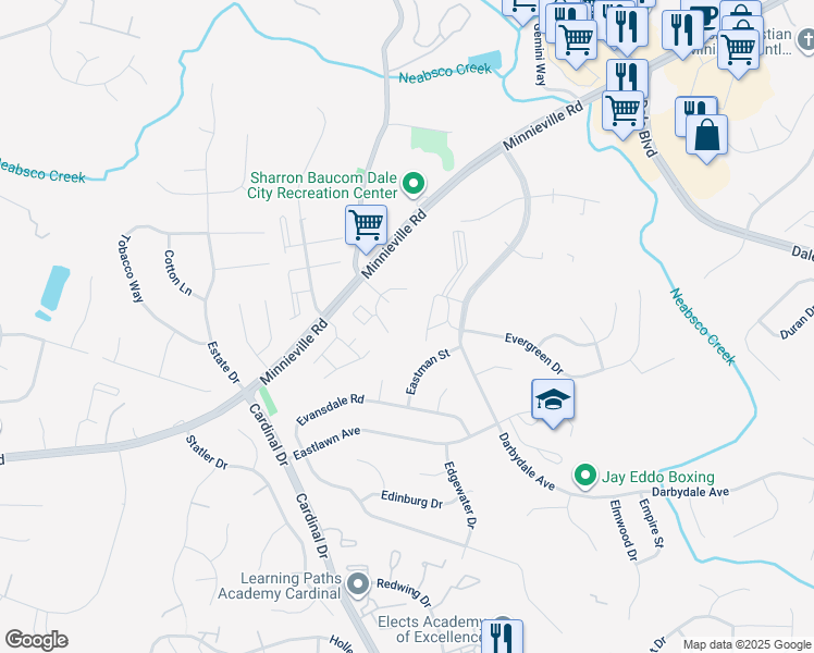 map of restaurants, bars, coffee shops, grocery stores, and more near 4736 South Park Court in Woodbridge