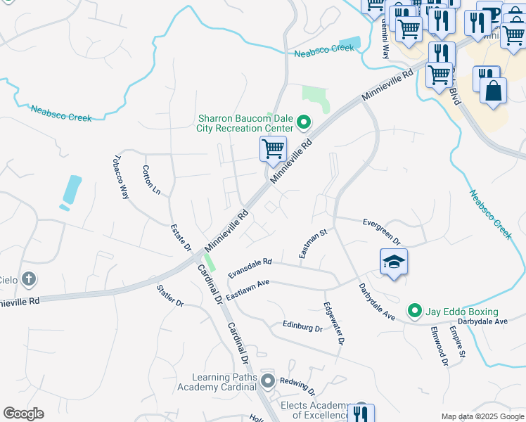 map of restaurants, bars, coffee shops, grocery stores, and more near 4769 South Park Court in Woodbridge