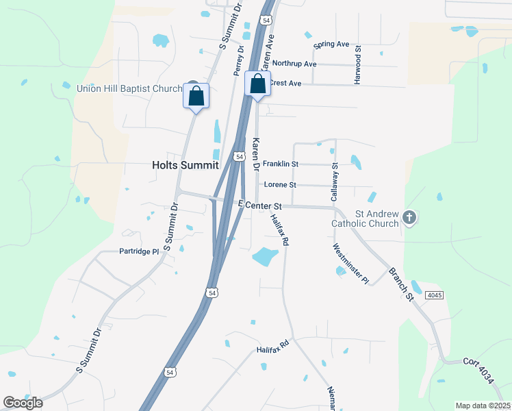 map of restaurants, bars, coffee shops, grocery stores, and more near 568-598 Karen Dr in Holts Summit