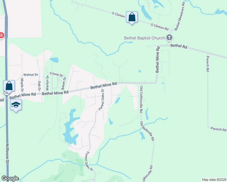 map of restaurants, bars, coffee shops, grocery stores, and more near 9 Winter Drive in Caseyville