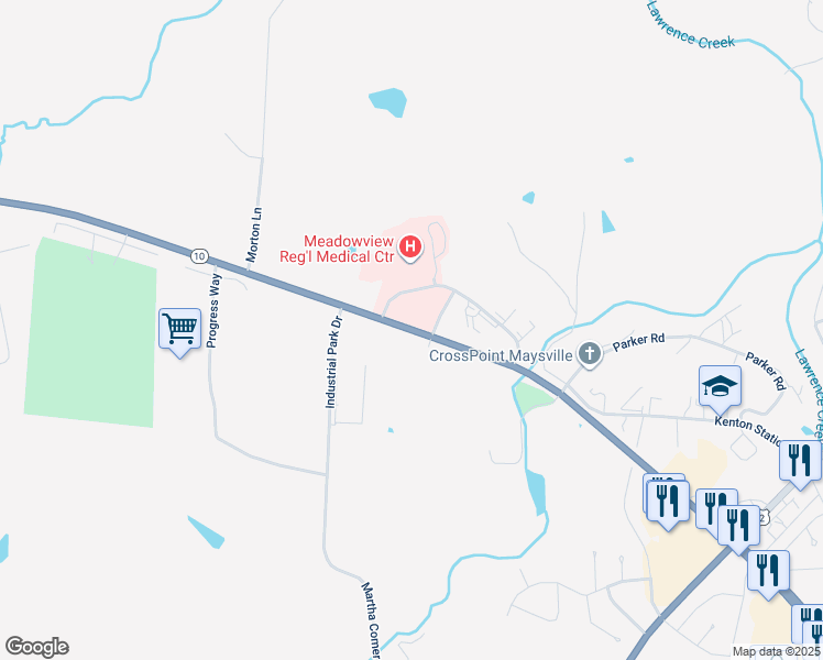 map of restaurants, bars, coffee shops, grocery stores, and more near in Maysville