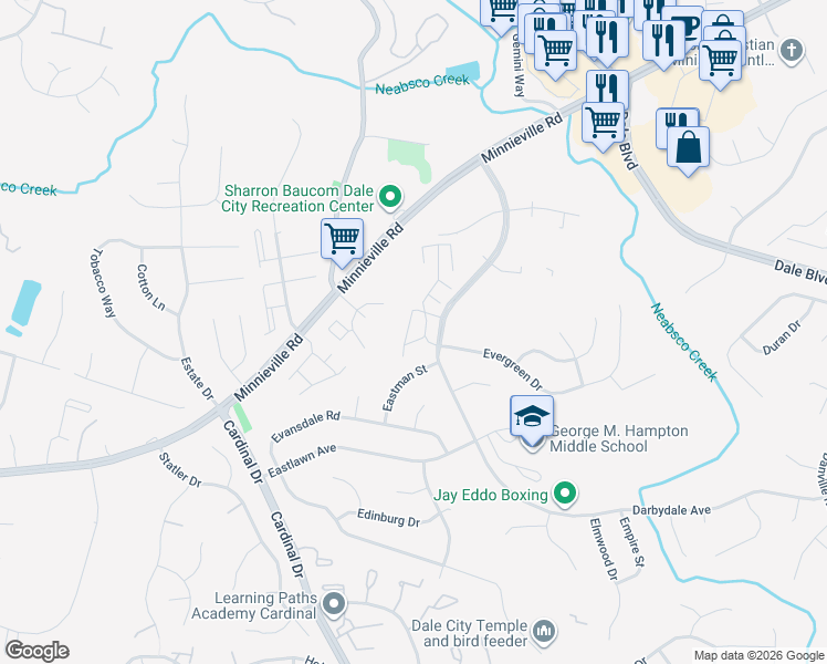 map of restaurants, bars, coffee shops, grocery stores, and more near 4527 Dale Creek Way in Dale City
