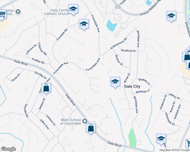 map of restaurants, bars, coffee shops, grocery stores, and more near 3530 Bath Court in Woodbridge