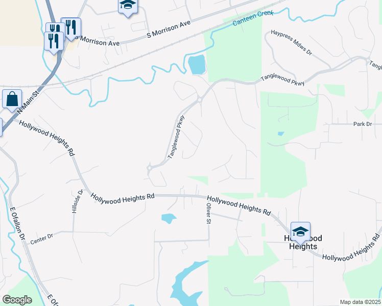 map of restaurants, bars, coffee shops, grocery stores, and more near 939 Half Moon Lane in Caseyville