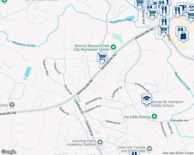 map of restaurants, bars, coffee shops, grocery stores, and more near 4777 South Park Court in Woodbridge