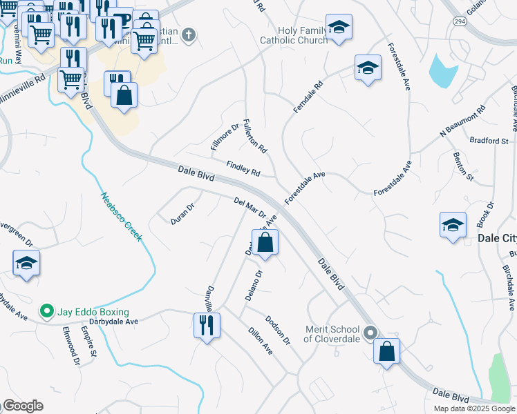 map of restaurants, bars, coffee shops, grocery stores, and more near 3806 Del Mar Drive in Woodbridge