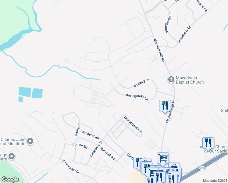 map of restaurants, bars, coffee shops, grocery stores, and more near 6934 Farragut Drive in Bryans Road