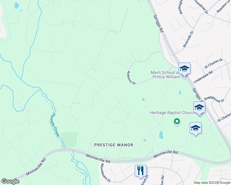 map of restaurants, bars, coffee shops, grocery stores, and more near 14660 Kogan Drive in Woodbridge
