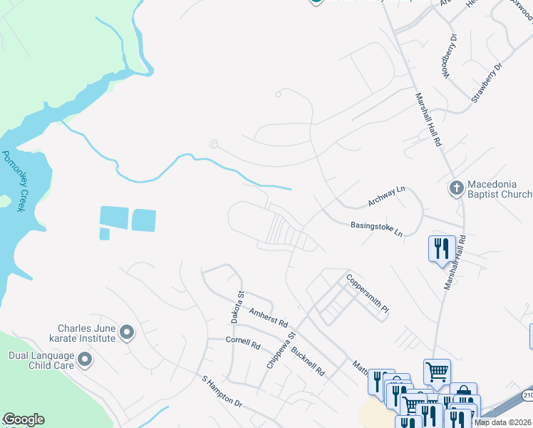 map of restaurants, bars, coffee shops, grocery stores, and more near 2803 Bridgewater Drive in Bryans Road