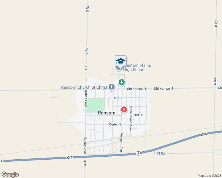 map of restaurants, bars, coffee shops, grocery stores, and more near Old Kansas 4 in Ransom