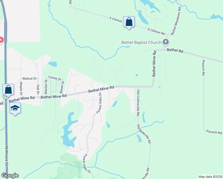 map of restaurants, bars, coffee shops, grocery stores, and more near 9 Winter Drive in Caseyville