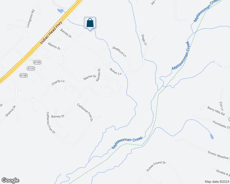 map of restaurants, bars, coffee shops, grocery stores, and more near 1300 River Birch Place in Accokeek