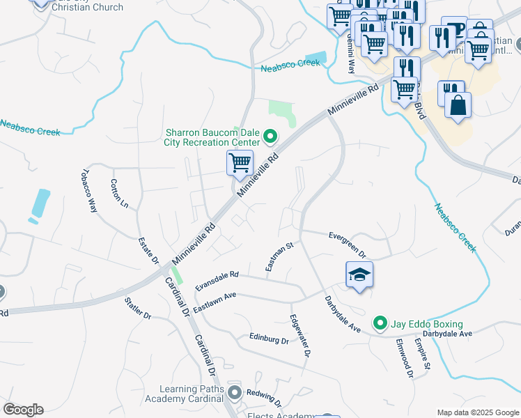 map of restaurants, bars, coffee shops, grocery stores, and more near 4616 Central Park Drive in Woodbridge